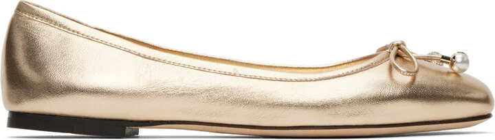 Jimmy Choo Gold Elme Ballerina Flats