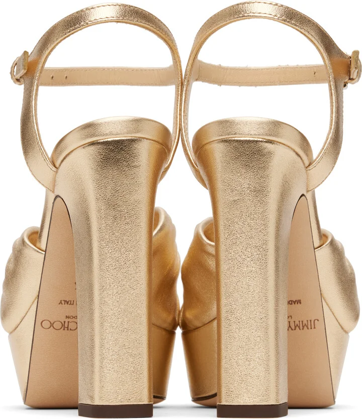 Jimmy Choo Gold Heloise 120 Heeled Sandals - Image 2