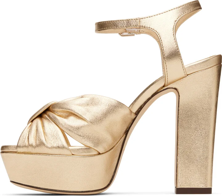 Jimmy Choo Gold Heloise 120 Heeled Sandals - Image 3