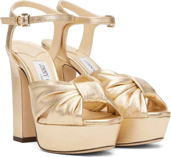 Jimmy Choo Gold Heloise 120 Heeled Sandals - Image 4