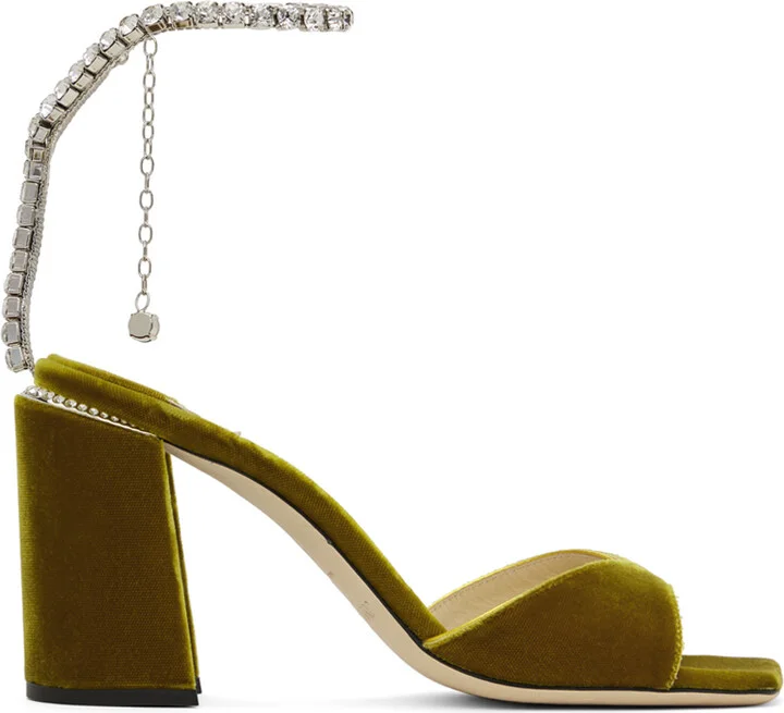 Jimmy Choo Green Saeda 85 Heeled Sandals