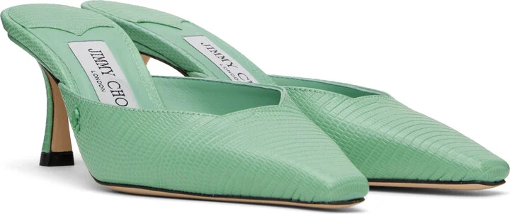 Jimmy Choo Green Vivi 65 Mules - Image 4