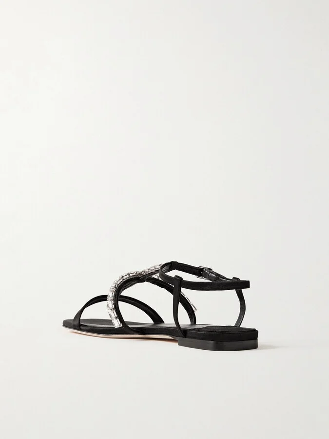 Jimmy Choo - Gwyn Crystal-embellished Satin Sandals - Black - Image 3