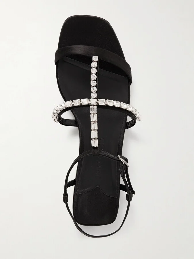 Jimmy Choo - Gwyn Crystal-embellished Satin Sandals - Black - Image 5