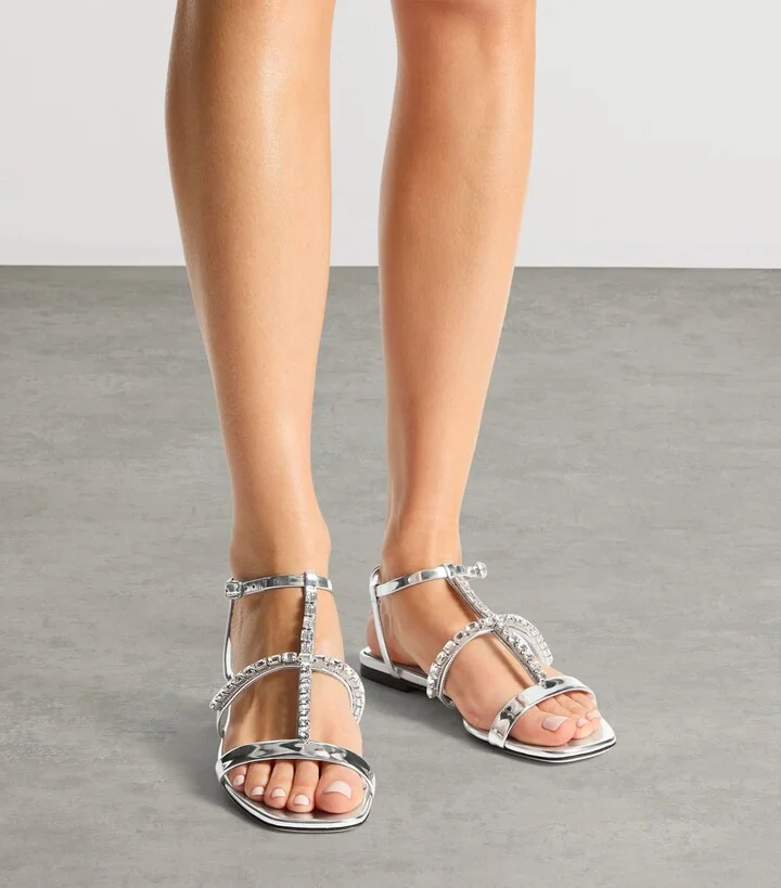 Jimmy Choo Gwyn Flat Leather Sandals - Image 2