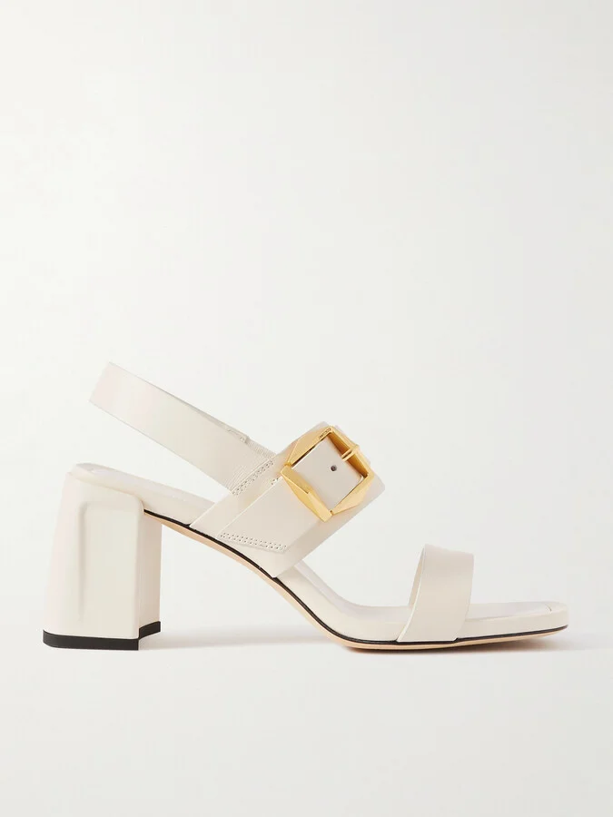 Jimmy Choo - Hawke 70 Embellished Leather Slingback Sandals - Cream