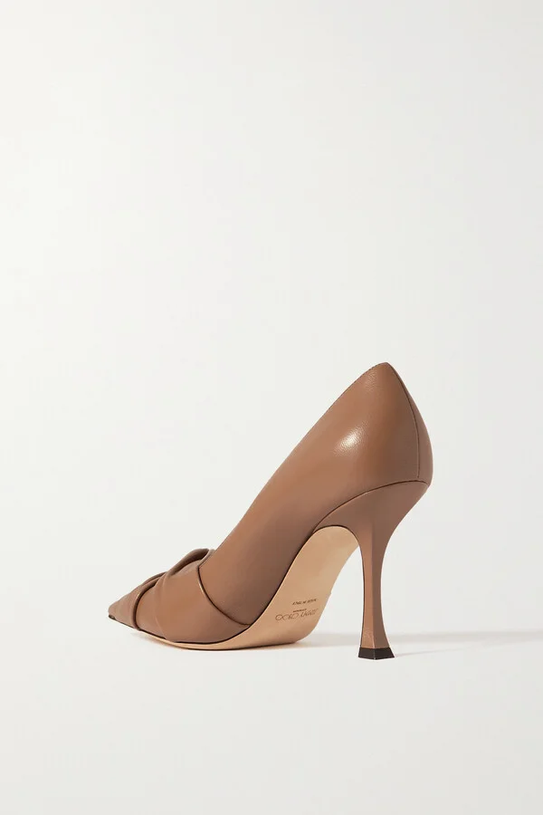 Jimmy Choo - Hedera 90 Knotted Leather Pumps - Neutrals - Image 3
