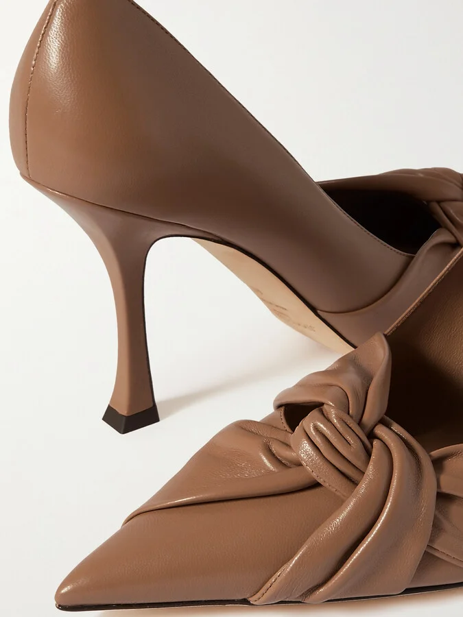 Jimmy Choo - Hedera 90 Knotted Leather Pumps - Neutrals - Image 4