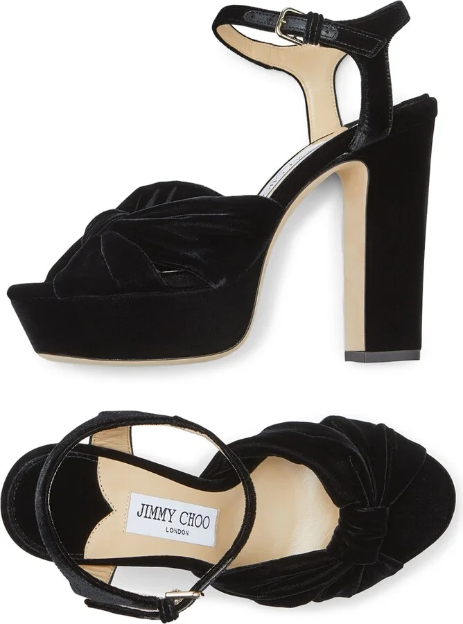 Jimmy Choo Heloise 120 Velvet Platform Sandals - Image 5