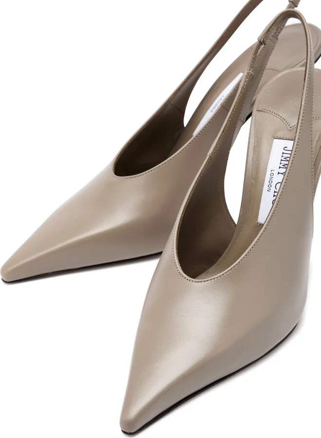 Jimmy Choo Isa 95 Leather Slingback Pumps - Image 3