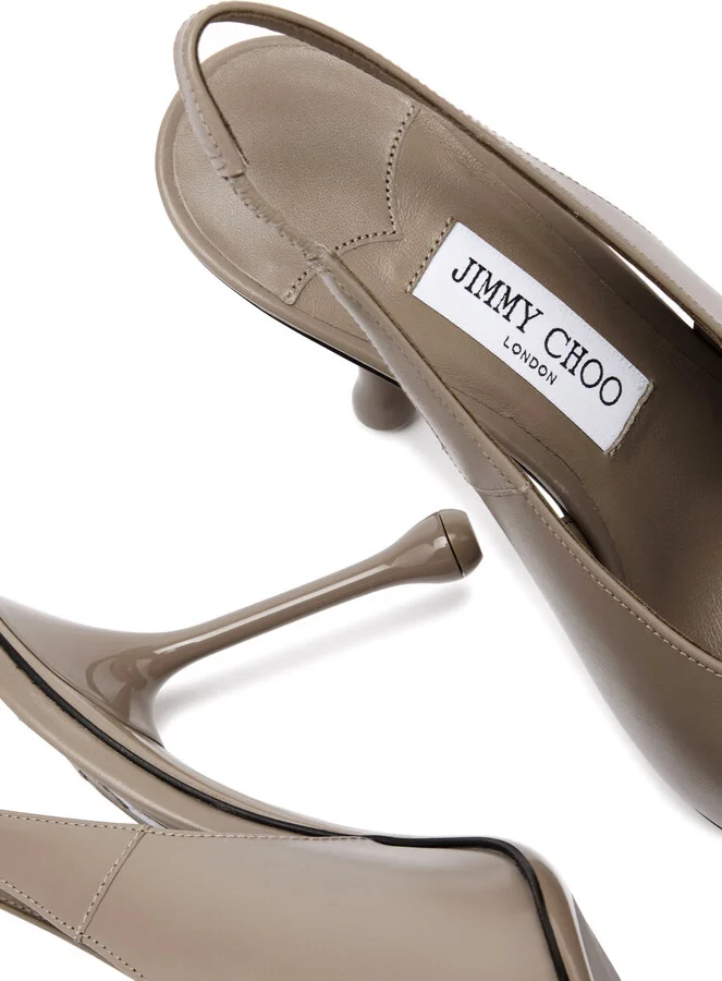Jimmy Choo Isa 95 Leather Slingback Pumps - Image 4