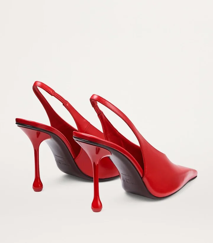 Jimmy Choo Isa 95 Leather Slingback Pumps - Image 2