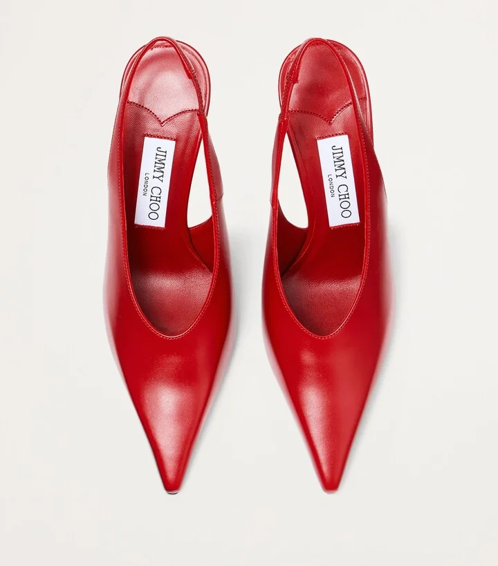 Jimmy Choo Isa 95 Leather Slingback Pumps - Image 3