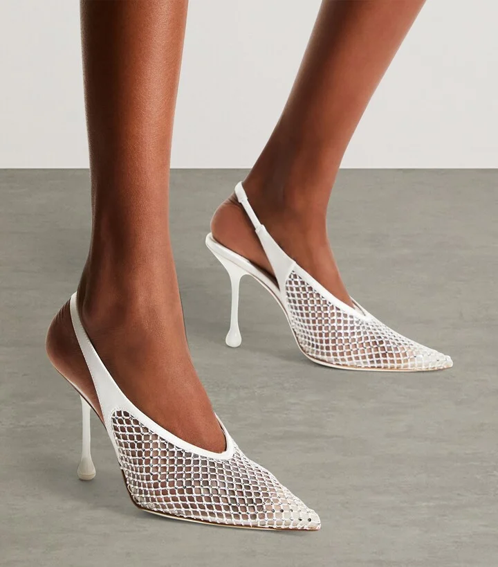 Jimmy Choo Isa 95 Leather Slingback Pumps - Image 2