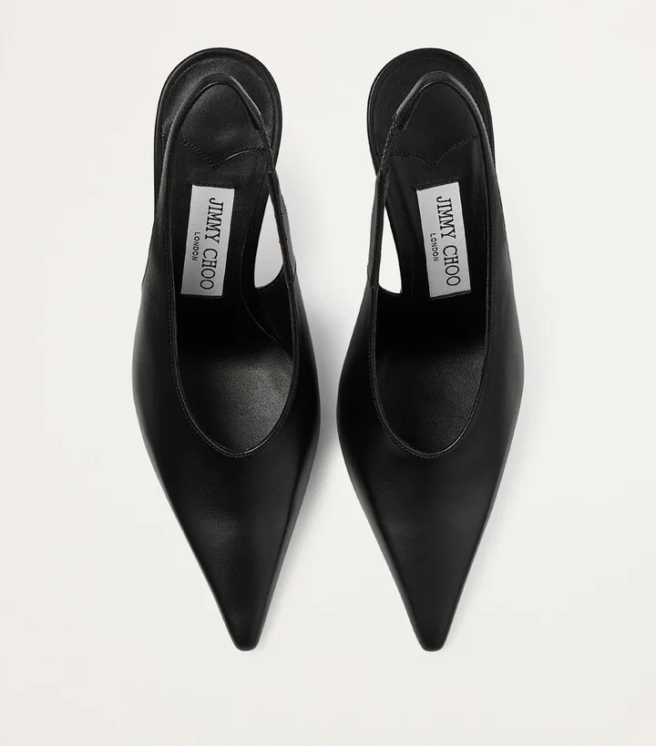 Jimmy Choo Isa 95 Leather Slingback Pumps - Image 3