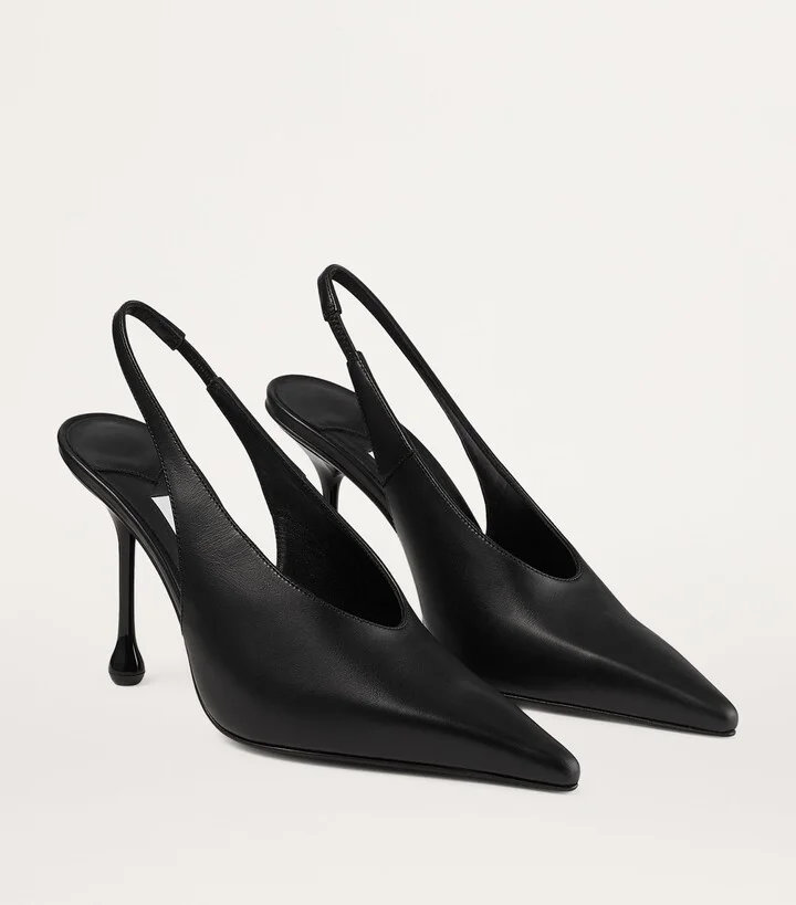 Jimmy Choo Isa 95 Leather Slingback Pumps - Image 4