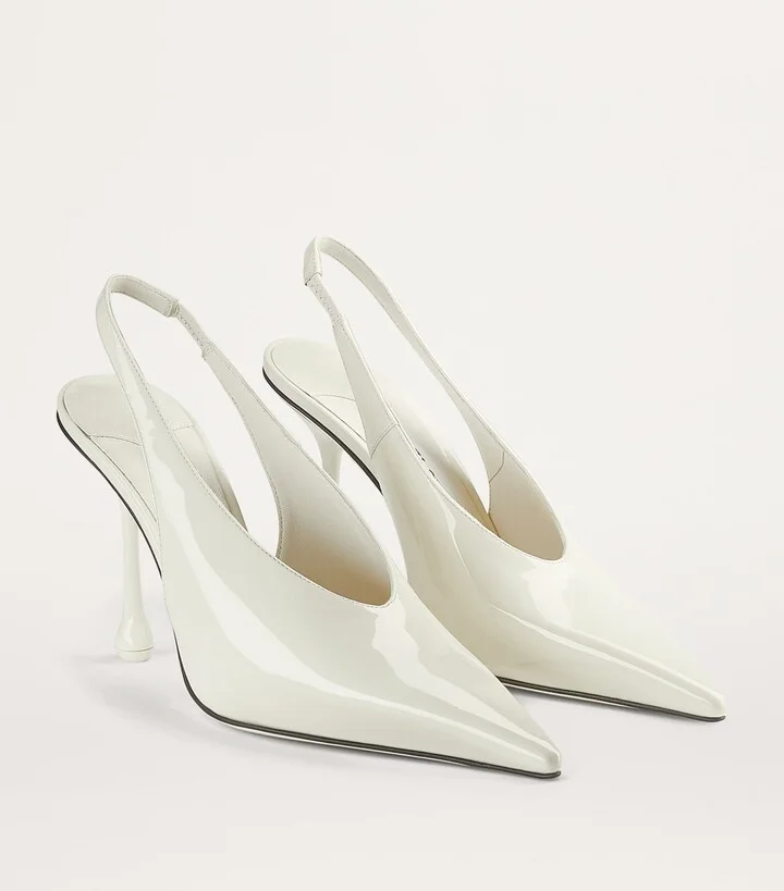 Jimmy Choo Isa 95 Leather Slingback Pumps - Image 4