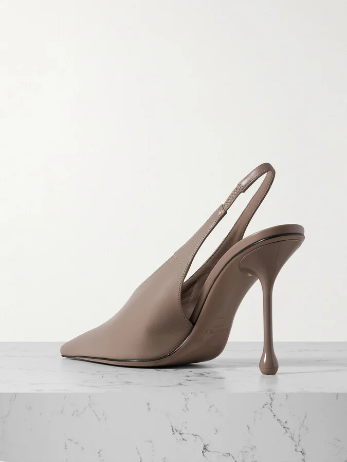 Jimmy Choo - Isa 95 Leather Slingback Pumps - Neutrals - Image 3
