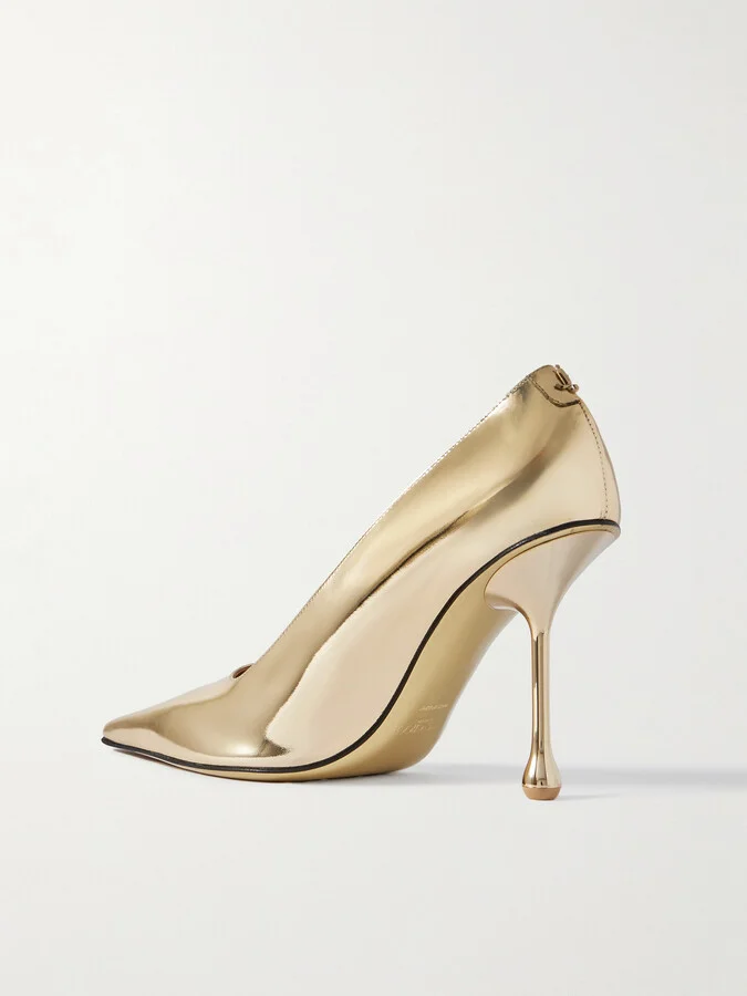 Jimmy Choo - Ixia 95 Mirrored-leather Point-toe Pumps - Gold - Image 3