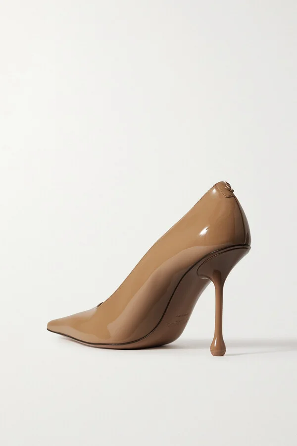 Jimmy Choo - Ixia 95 Patent-leather Pumps - Neutrals - Image 3