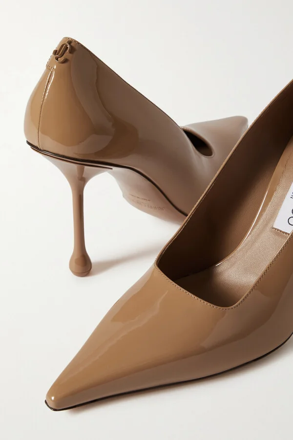 Jimmy Choo - Ixia 95 Patent-leather Pumps - Neutrals - Image 4