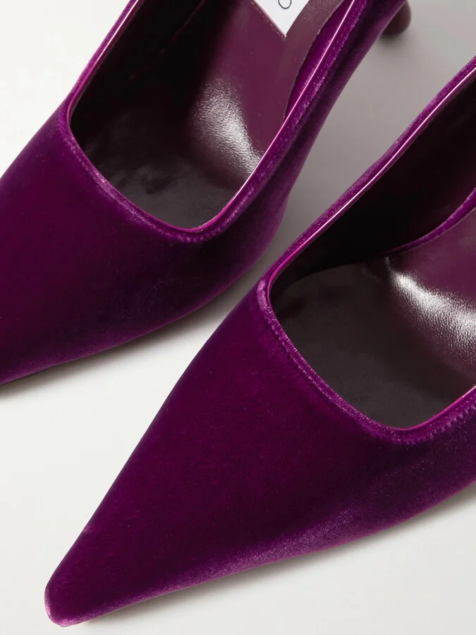 Jimmy Choo - Ixia 95 Velvet Point-toe Pumps - Purple - Image 4