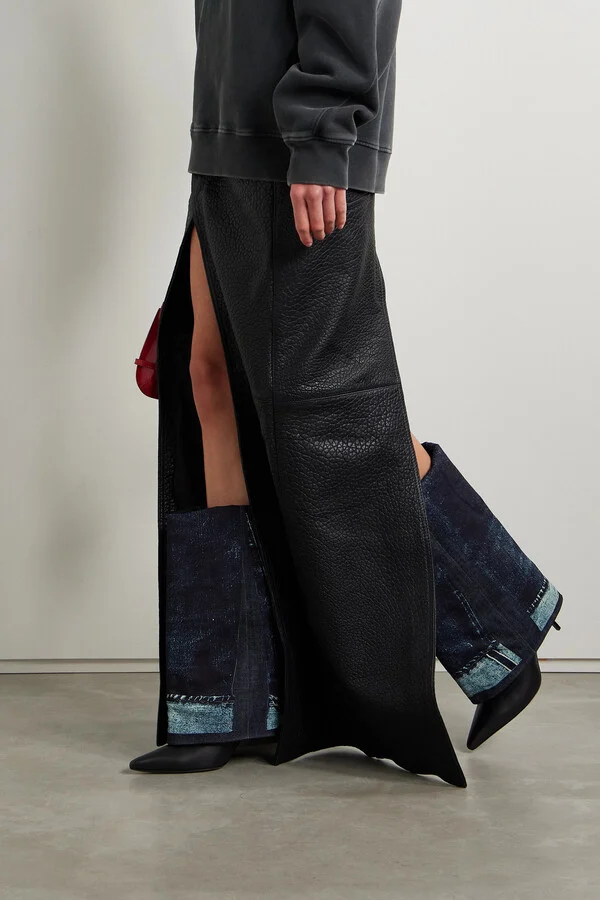 Jimmy Choo - + Jean Paul Gaultier 90 Printed Denim And Leather Over-the-knee Boots - Blue - Image 2