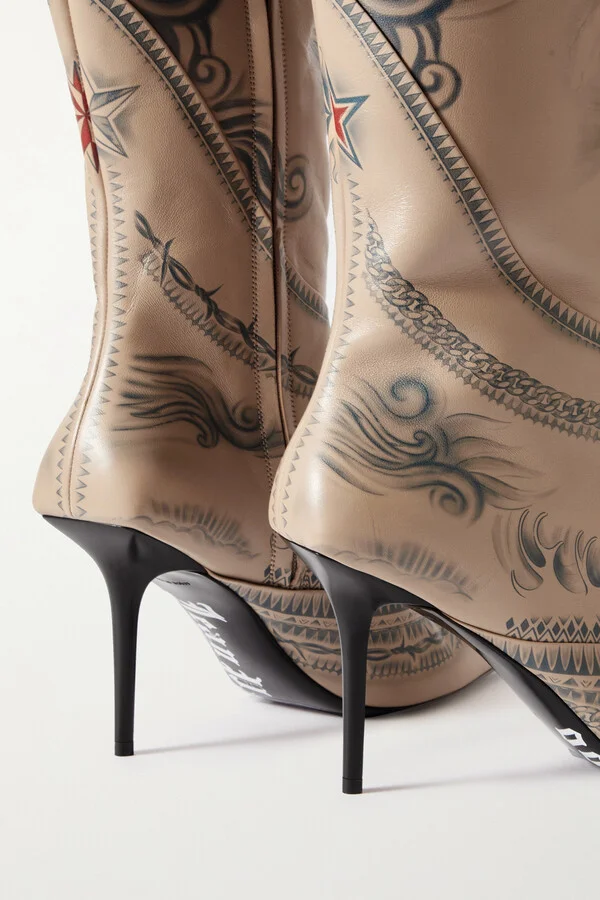 Jimmy Choo - + Jean Paul Gaultier 90 Printed Leather Knee Boots - Neutrals - Image 4