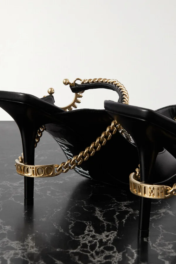 Jimmy Choo - + Jean Paul Gaultier Bing 90 Embellished Leather Mules - Black - Image 4