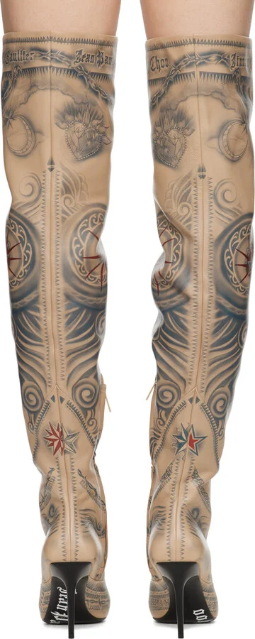 Jimmy Choo Jimmy Choo / Jean Paul Gaultier Beige Over-The-Knee Boots - Image 2