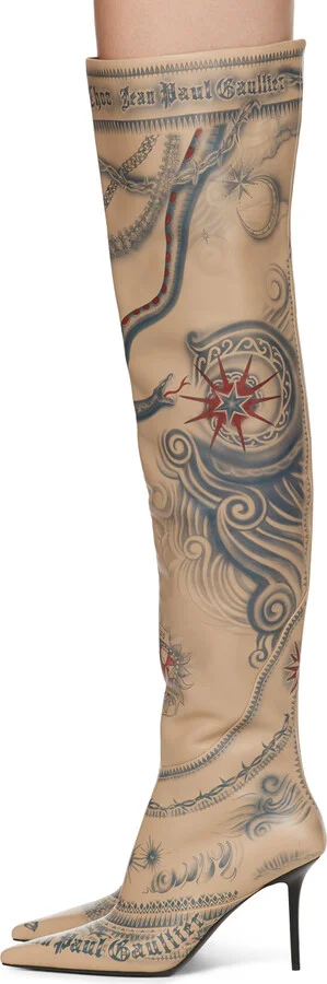 Jimmy Choo Jimmy Choo / Jean Paul Gaultier Beige Over-The-Knee Boots - Image 3