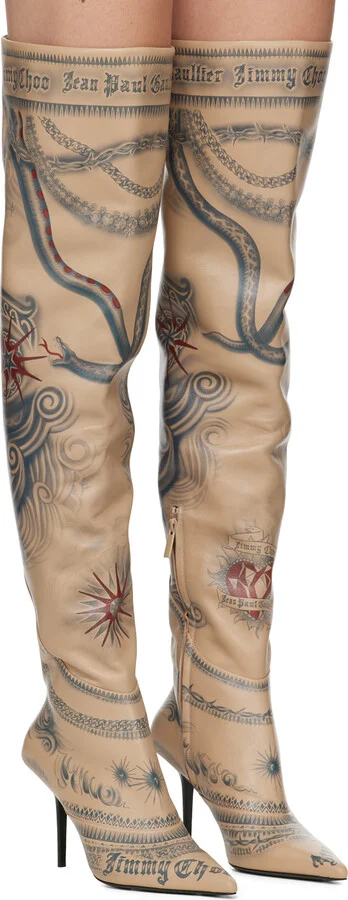 Jimmy Choo Jimmy Choo / Jean Paul Gaultier Beige Over-The-Knee Boots - Image 4