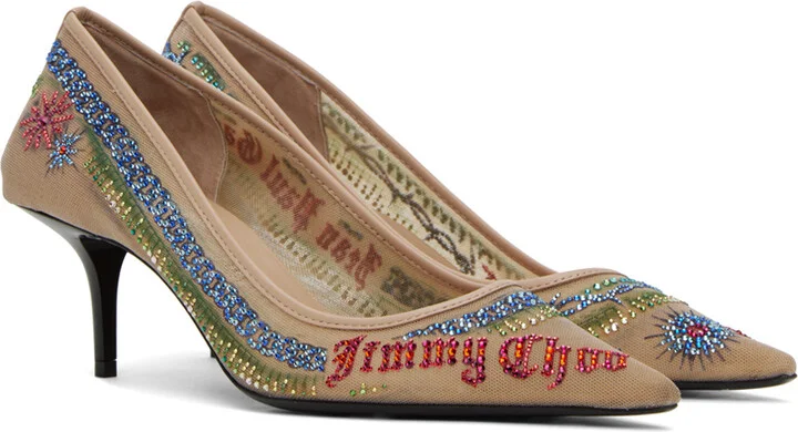 Jimmy Choo Jimmy Choo / Jean Paul Gaultier Beige Swarovski 60 Pumps - Image 4