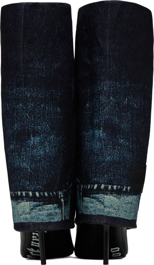 Jimmy Choo Jimmy Choo / Jean Paul Gaultier Black & Blue Cuff Over-The-Knee Boots - Image 2