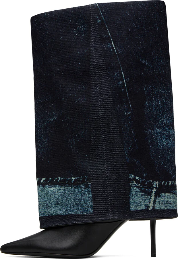 Jimmy Choo Jimmy Choo / Jean Paul Gaultier Black & Blue Cuff Over-The-Knee Boots - Image 3