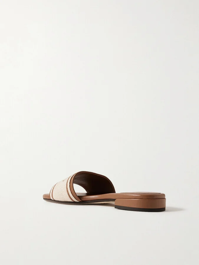 Jimmy Choo - Joa Canvas And Leather Slides - Brown - Image 3