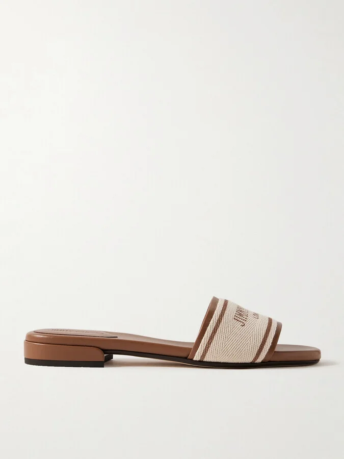 Jimmy Choo - Joa Canvas And Leather Slides - Brown