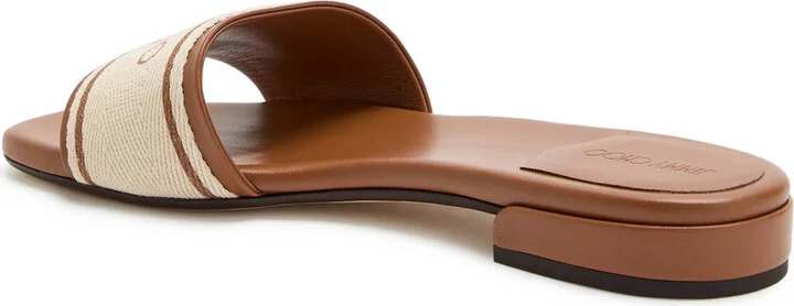 Jimmy Choo Joa Logo Canvas and Leather Sliders - Image 2