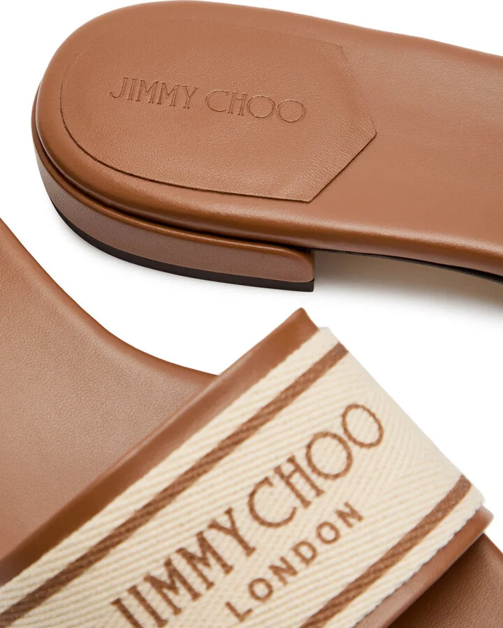 Jimmy Choo Joa Logo Canvas and Leather Sliders - Image 4
