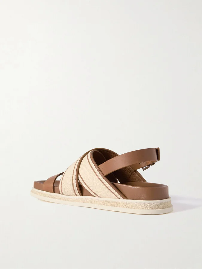 Jimmy Choo - Joa Logo-print Canvas And Leather Slingback Sandals - Cream - Image 3