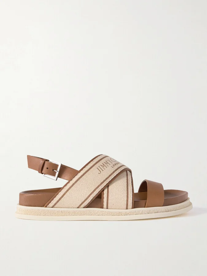 Jimmy Choo - Joa Logo-print Canvas And Leather Slingback Sandals - Cream