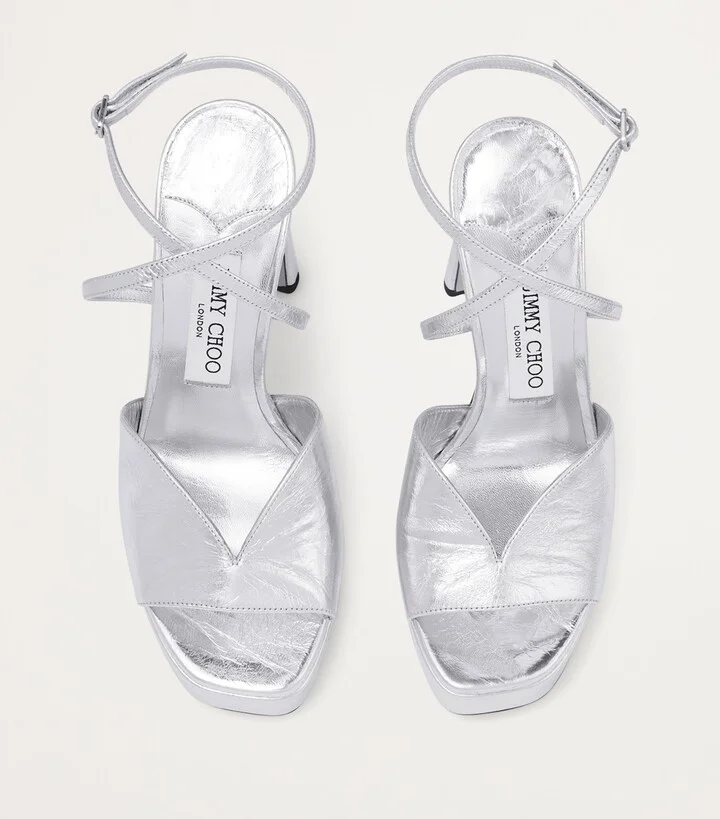 Jimmy Choo Karli 125 Metallic Lambskin Platform Sandals - Image 2