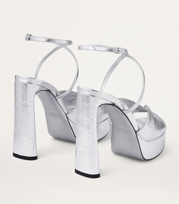 Jimmy Choo Karli 125 Metallic Lambskin Platform Sandals - Image 3