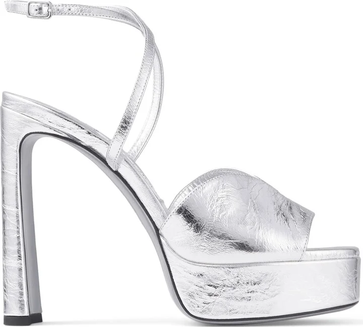 Jimmy Choo Karli 125 Metallic Lambskin Platform Sandals