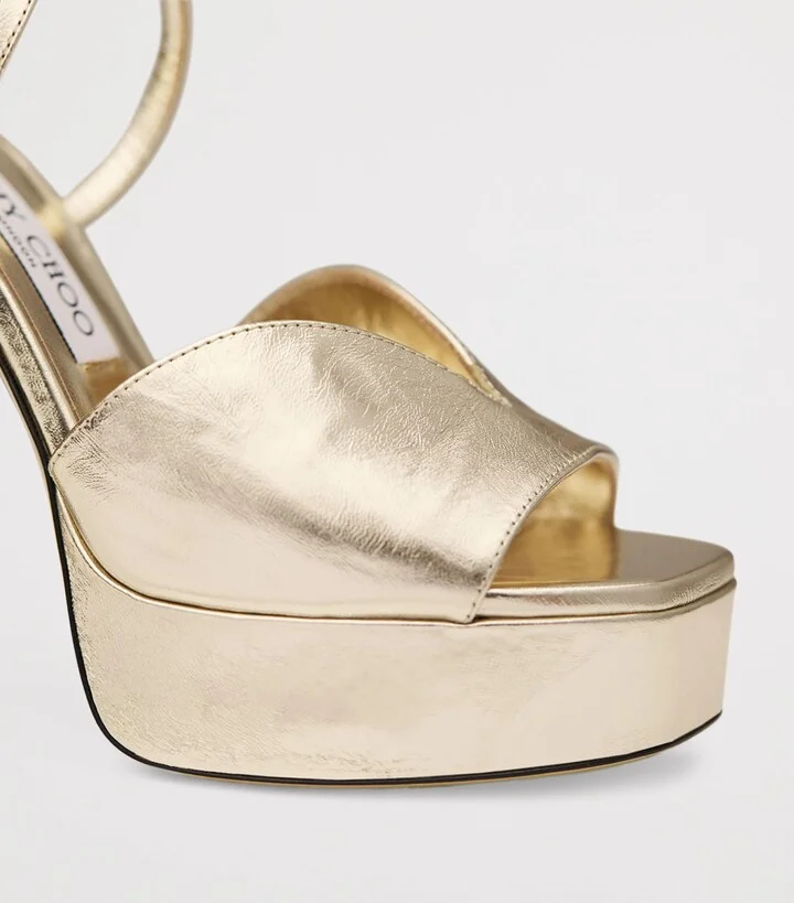 Jimmy Choo Karli 125 Metallic Leather Platform Sandals - Image 3