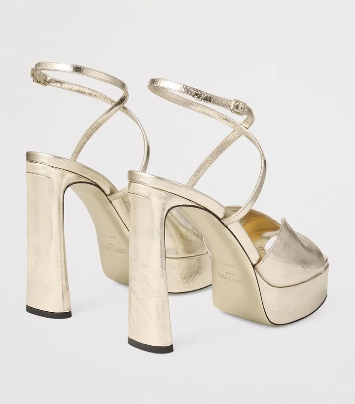 Jimmy Choo Karli 125 Metallic Leather Platform Sandals - Image 4