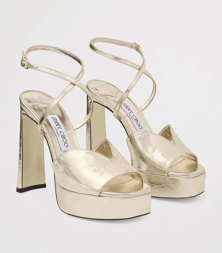 Jimmy Choo Karli 125 Metallic Leather Platform Sandals - Image 5