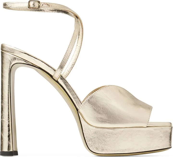 Jimmy Choo Karli 125 Metallic Leather Platform Sandals
