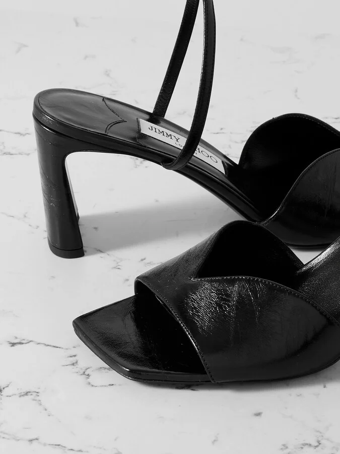 Jimmy Choo - Karli 75 Textured-leather Sandals - Black - Image 4