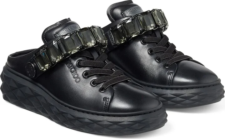 Jimmy Choo Leather Diamond Sling Sneakers - Image 6